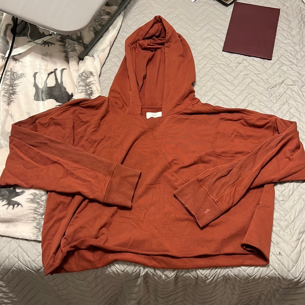 Offline/Aerie rust-colored cropped hoodie